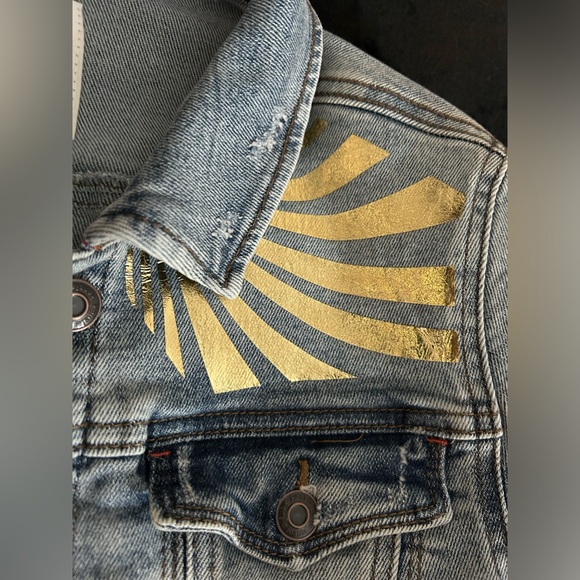 Kensie Jeans Reworked Handmade one of a kind Reconstructed DIY denim Jean jacket - Picture 3 of 9